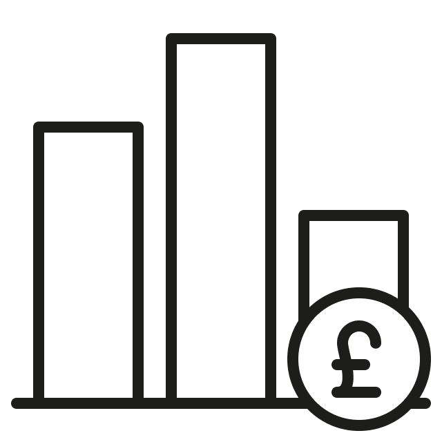 Graph showing money decreasing