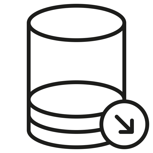 Icon showing funds going down