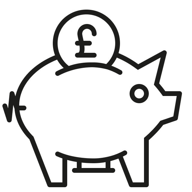 Piggy bank with a coin going in