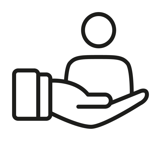 Hand holding a customer