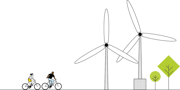 Cyclists and windmills