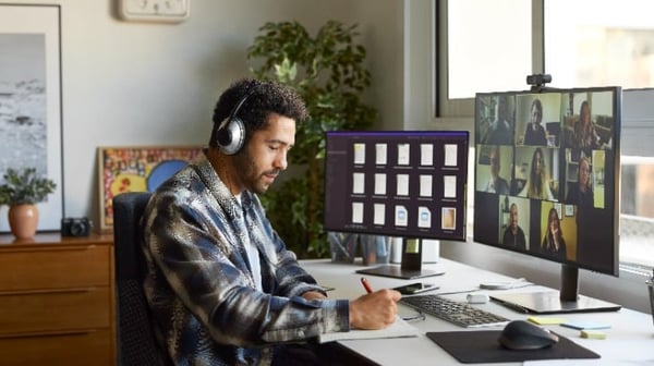 Man working from his home office