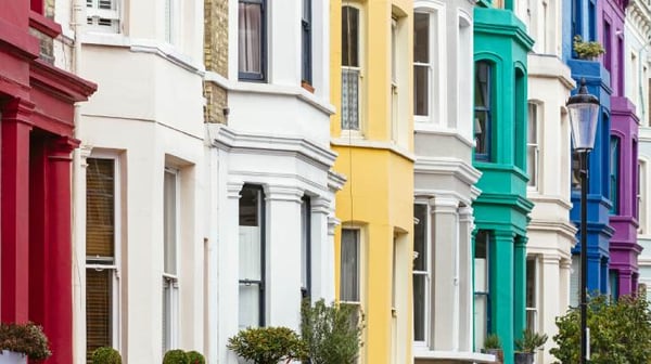 Colourfully painted terrace houses