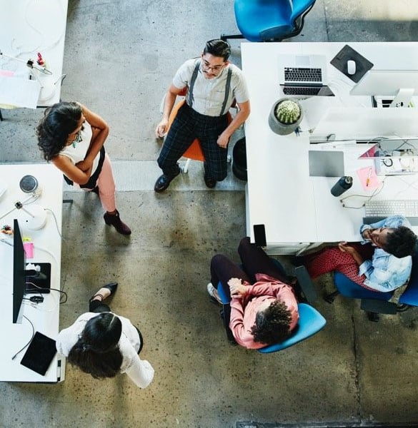 Office scene seen from above