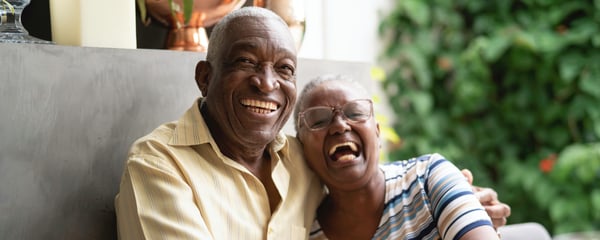Portrait of a happy couple having breakfast