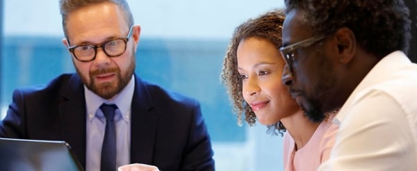 Close up of colleagues talking