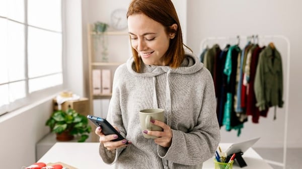 Woman looking at her mobile phone