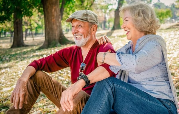Senior couple sitting in the park
