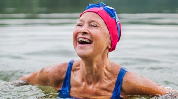 Older woman swimming