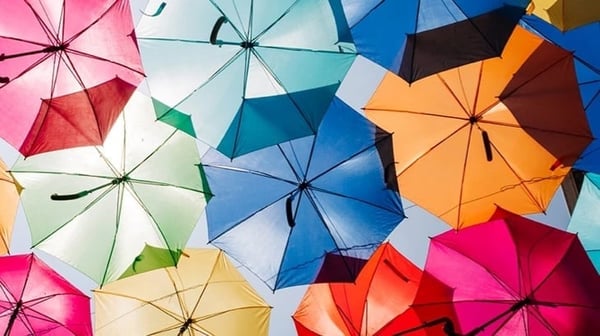 Multicoloured Legal & General umbrellas