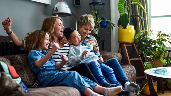 family sitting together - small