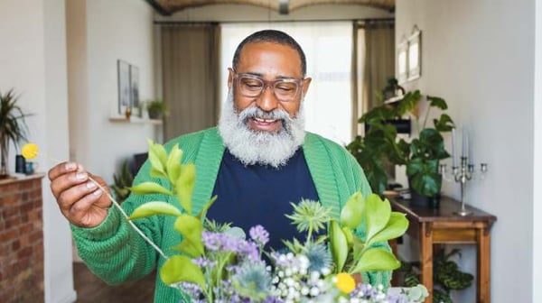 Man with flowers