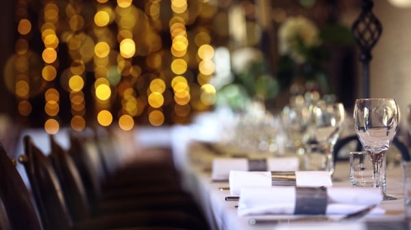 table set up for dining
