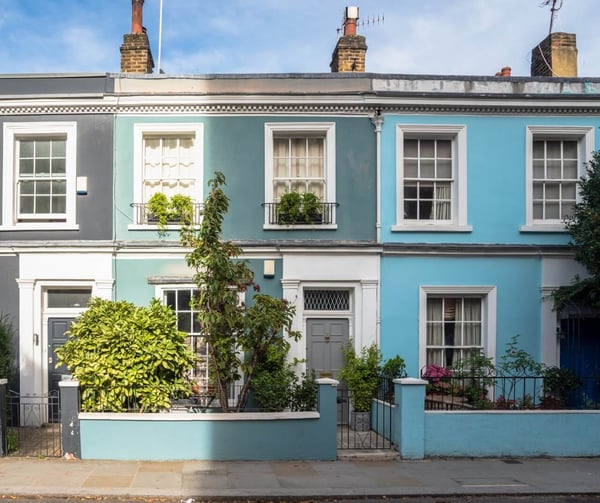 Blue terraced houses
