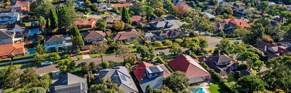 Aerial view of mature housing estate