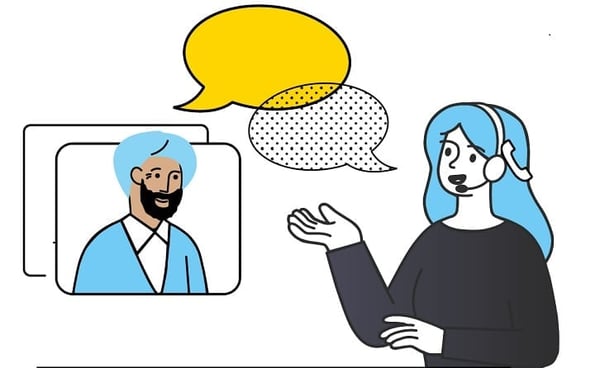 Illustration of person talking on phone to a customer