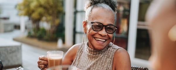 Two senior friends at the coffee shop