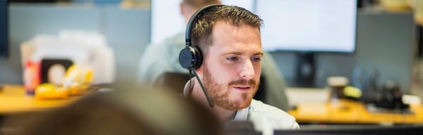 Man talking wearing a headset