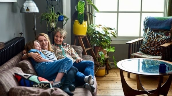 Young family having fun at home