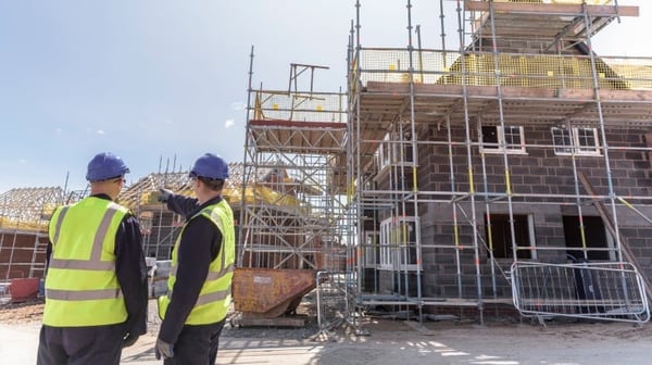 Construction workers on a building site