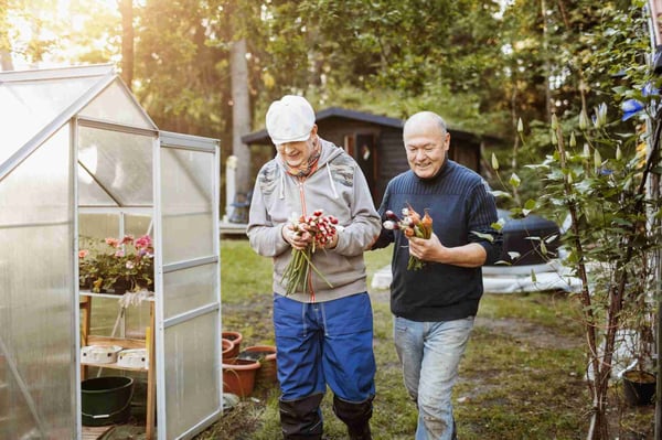 Men gardening together