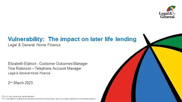 Vulnerability The impact on later life lending