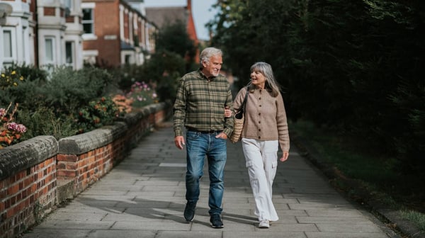 Couple walking in street