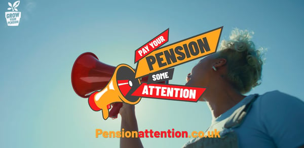 Pesnion attention - woman shouting 'pay your pension some attention'