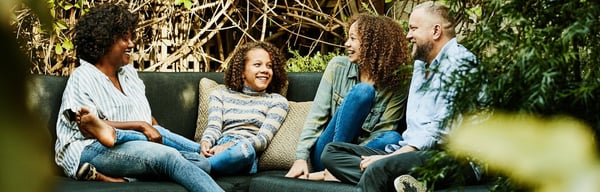 Image showing parents and children having a conversation in the garden
