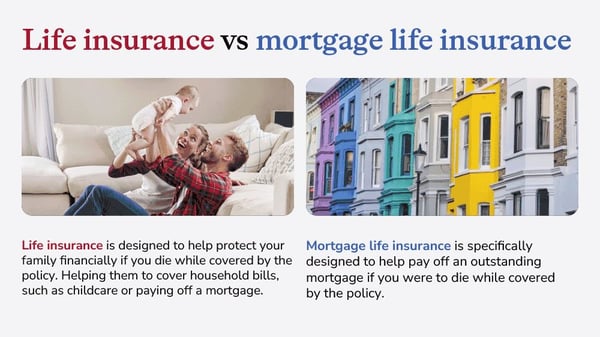 Comparison showing the differences between life insurance and mortgage life insurance.