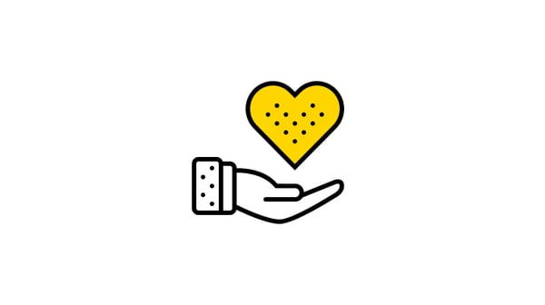 Hand holding a heart icon