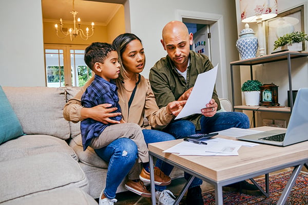 family reviewing document