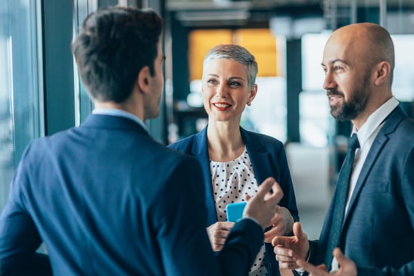 work colleagues talking