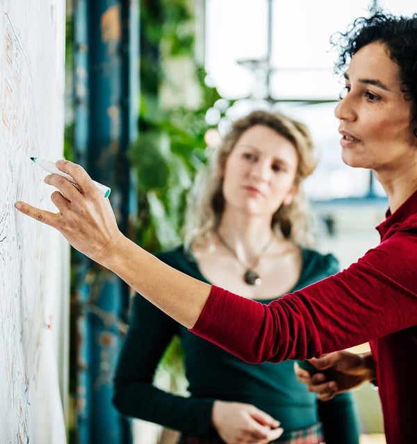 Women writing on whiteboard
