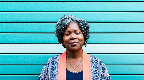 Women with blue background