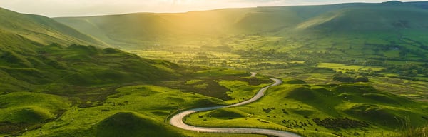 A beautiful sun-filled green valley