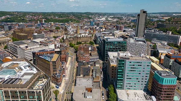 The city of Sheffield from above