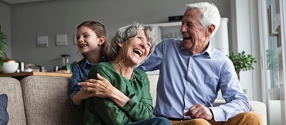 Older couple laughing together