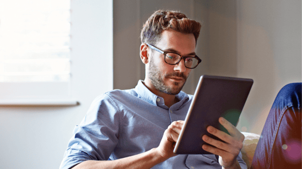 man on tablet