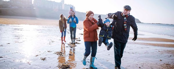 Family on beach