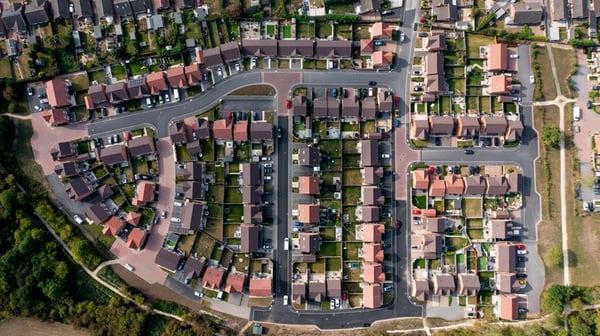 Aerial view of houses