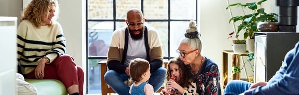 Several generations of a family sitting together