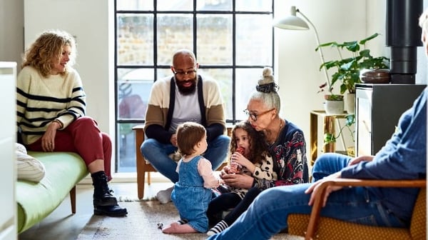 Several generations of a family sitting together