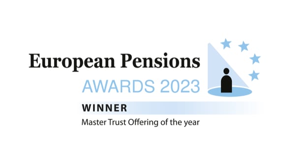 European pensions MasterTrust award sticker