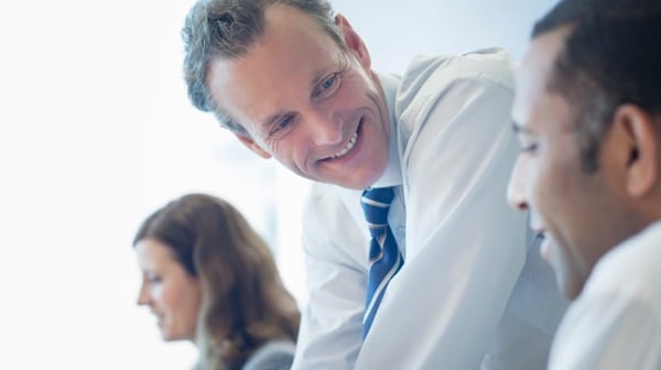 Smiling work colleagues