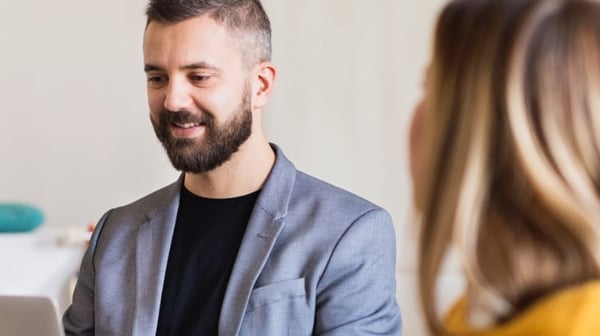 Man staring at laptop