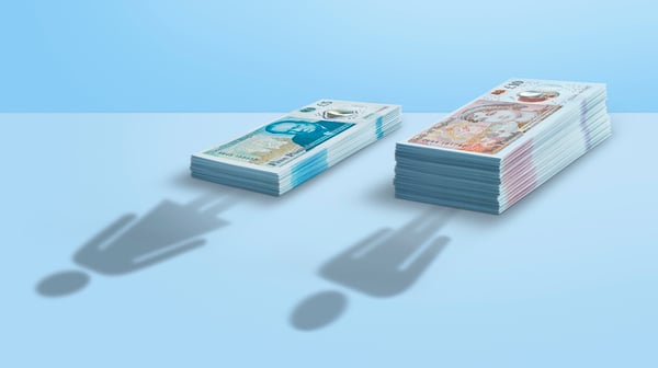 Two piles of money
