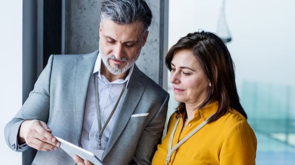 Man and woman talking