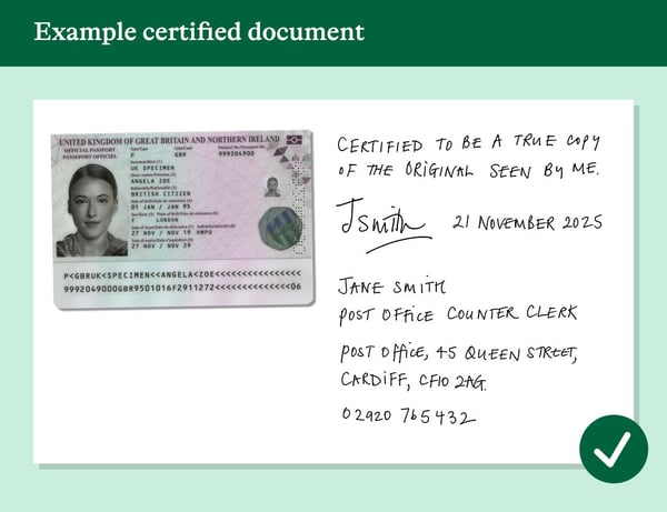 An example of a certified document