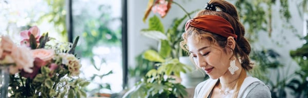Self employed lady working in her florist